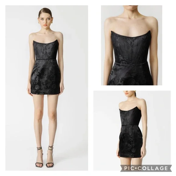 SAU LEE Janet Jacquard Mini Dress Strapless Chinese Corset Bustier Party Dress - Picture 4 of 16